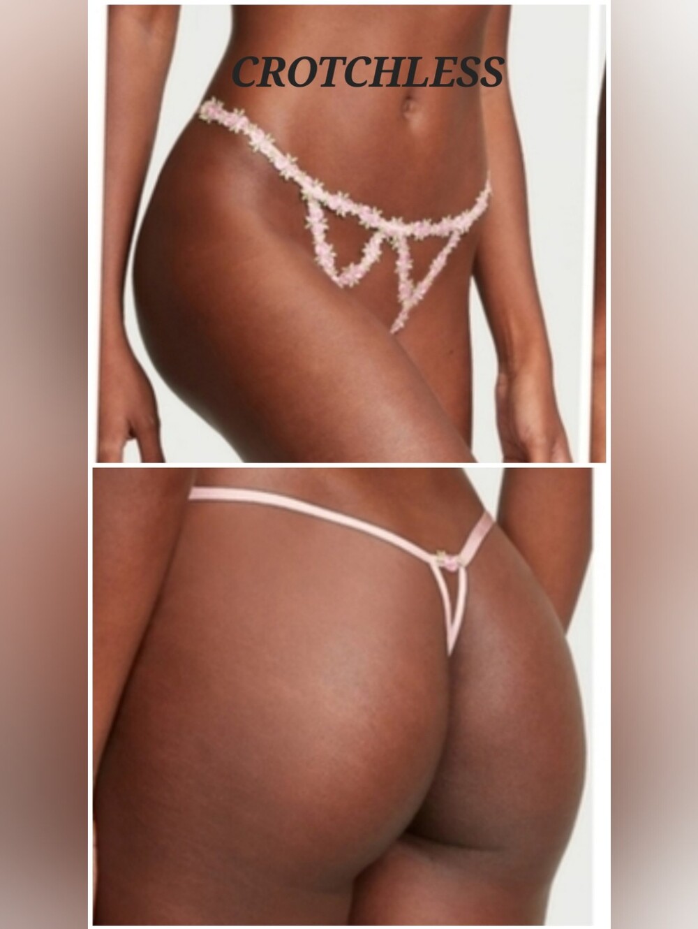Victoria's secret dream Angel's rosebud embroidery crotchless v-string panty XL